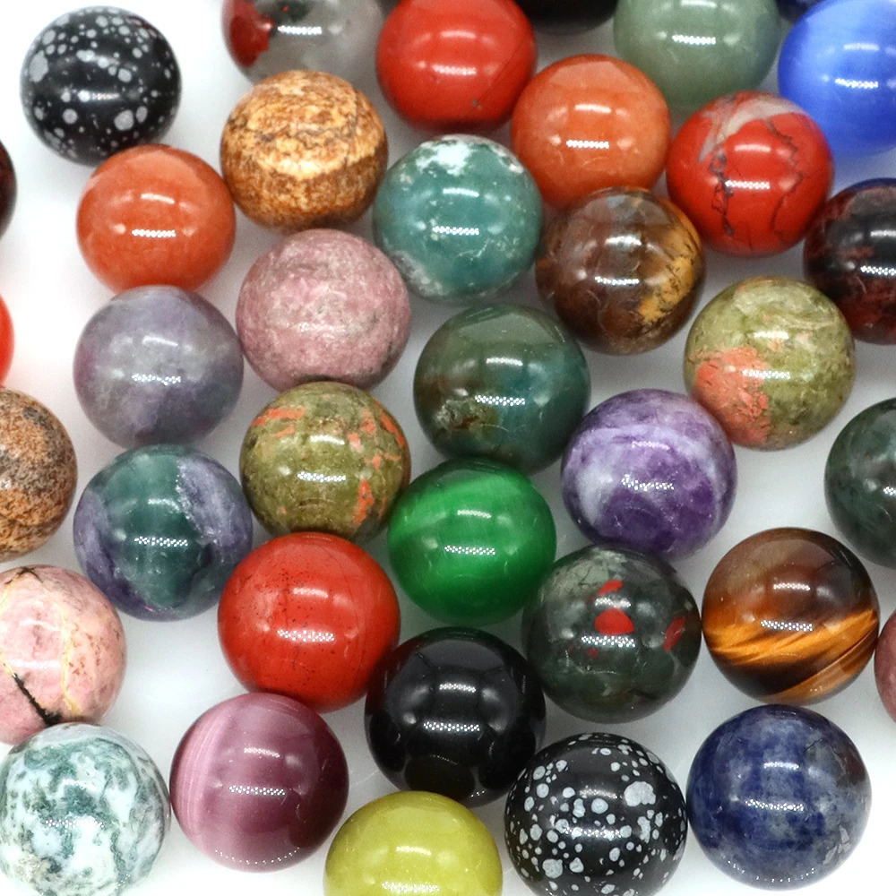20mm natural stone round ball rose quartz non porous crystal beads DIY gemstone necklace bracelet making jewelry wholesale 241212