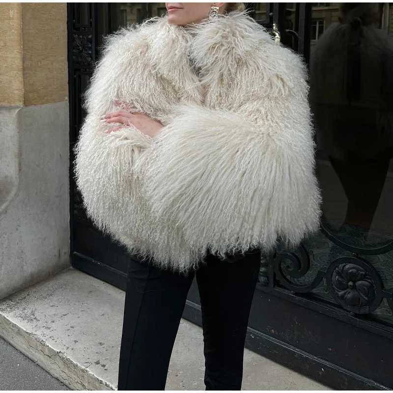 Luxury Women Faux Fur Furry Coat Elegant Solid Loose Lapel Full Slve Jacket Female Autumn Winter Lady Thicken Warm Strt Wear X241214