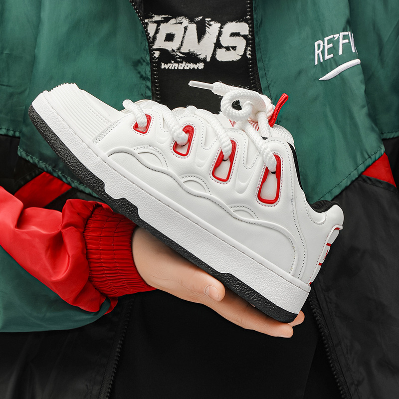 Men Women Couple Casual Shoes:Thick Sole Simple Style Versatile Designer Shoes Korean Version Fashion,Red/White/Black,Free shipping