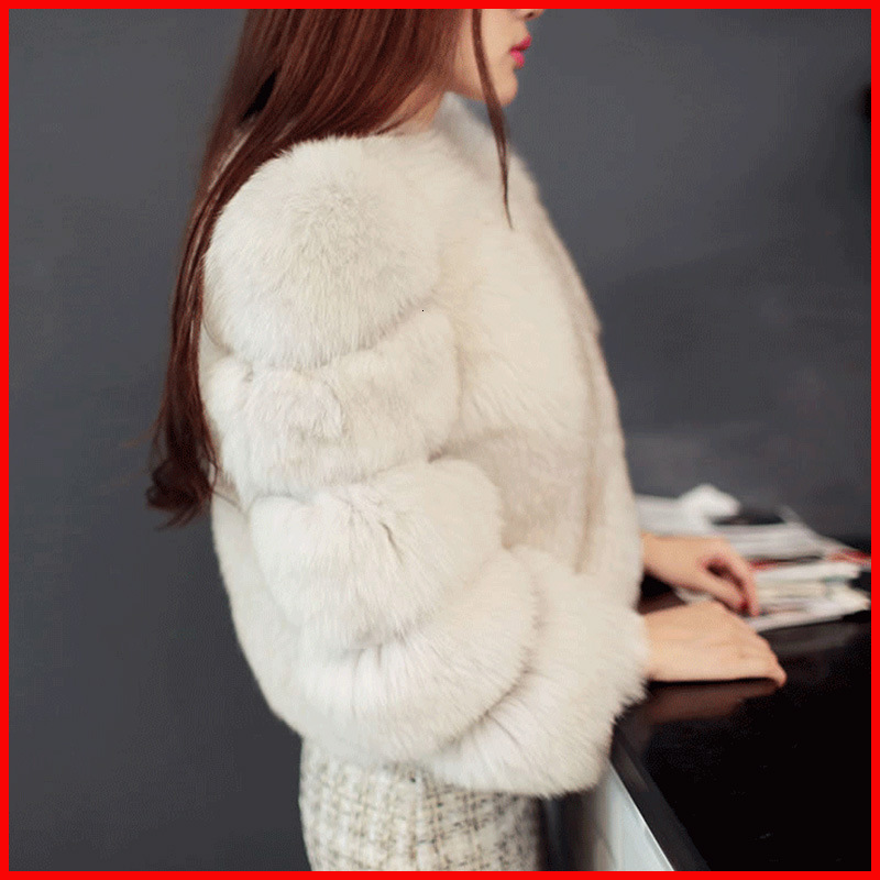 Imitation fox fur coat womens plus size long plush thick long sleeved top purple round neck short womens clothing 241015
