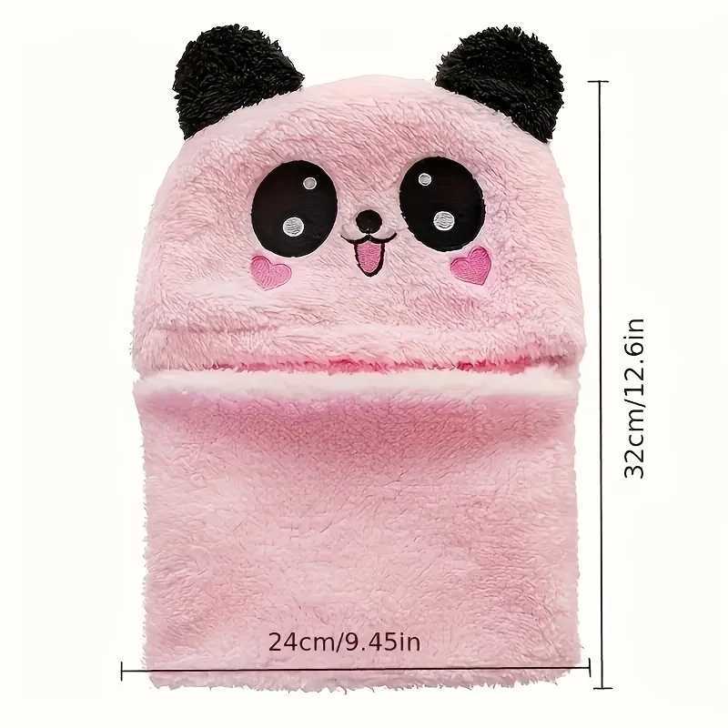 Winter Warm Wool Hat Childrens Scarf Set Cute Panda Hat Windproof Beanies Girls and Boys Christmas Gift W241213