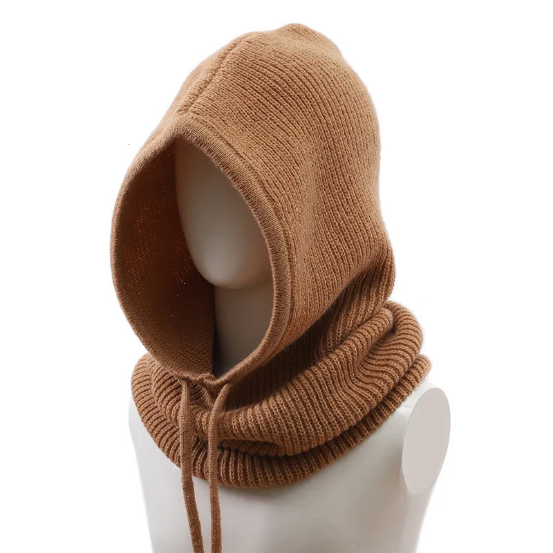 Unisex Adjustable Elastic Balaclava Cap Warm Ring Scarf Beanie Hat For Women Men Windproof Hooded Neck Collar Knitted Hat Bonnet 241214