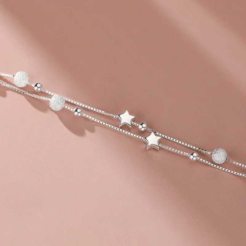925 Sterling Silver Beautiful Stars Bracelets For Women Korean Fashion Designer Adjustable Bead Bracelet Luxury Original JewelryXJ241214