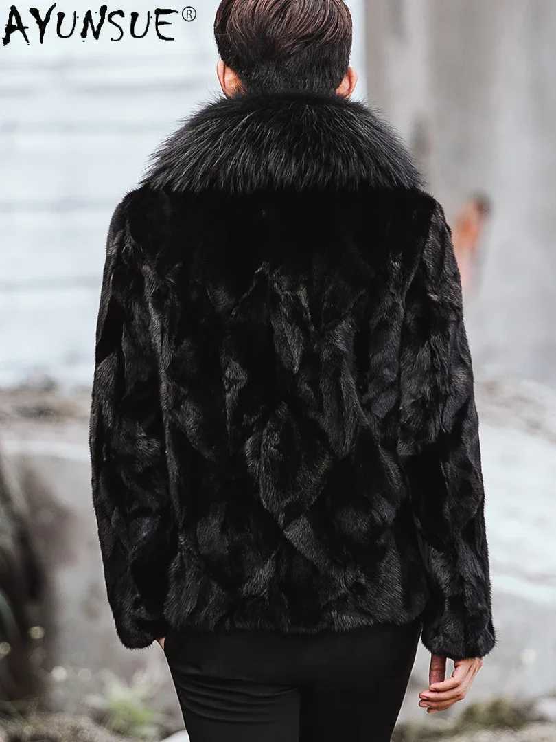 AYUNSUE Mens Winter Jacket 2020 Mens Clothing Natural Mink Coat Mens Warm Mens Clothing Cut Jacket Mens Tank Top LXR47 W241213