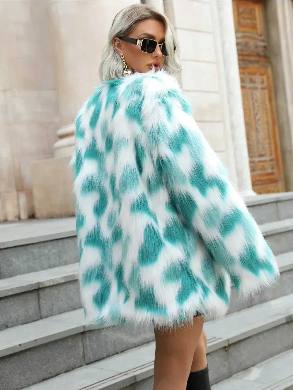Womens warm faux fur coat winter casual jacket fur coat windproof jacket womens thick fluffy luxury jacket 2024 X241214