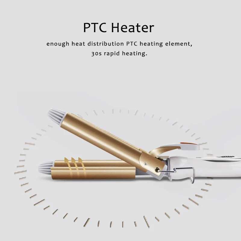 Portable electric hair curling iron Chicken rolls ceramic three barrel hair curling tool PTC heating curler W241214