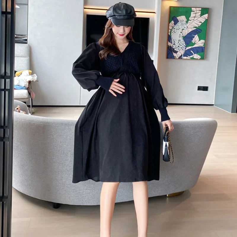 materni Dress Japanese New pregnant women clothing Loose Long Sleeve pregnancy photoshoot dress Vintage vestidos de fotografiaXJ241213