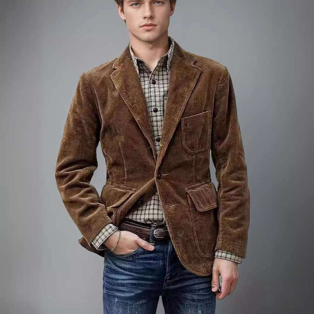 European And American Foreign Trade Corduroy Suit Casual Jacket Men's Fashion Quality Classic