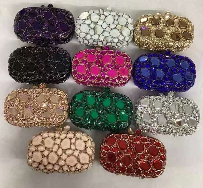 XIYUAN Women Gold/Sier Crystal Evening Bags Ladies Dia Minaudiere Wedding Shell Clutch Purse Stones Handbags and Purses