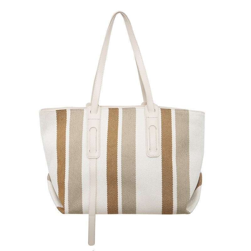 New Minimalist One Shoulder Underarm Bag, Trendy And Fashionable Canvas Striped Large Capacity Versatile Tote Bag