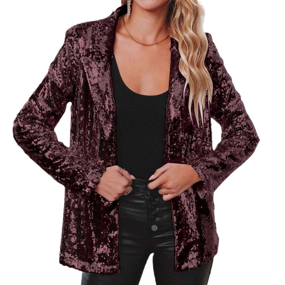 European And American Casual Sequin Top With Multi Colored Sequins Long Sleeved Temperament Suit Jacket Ins