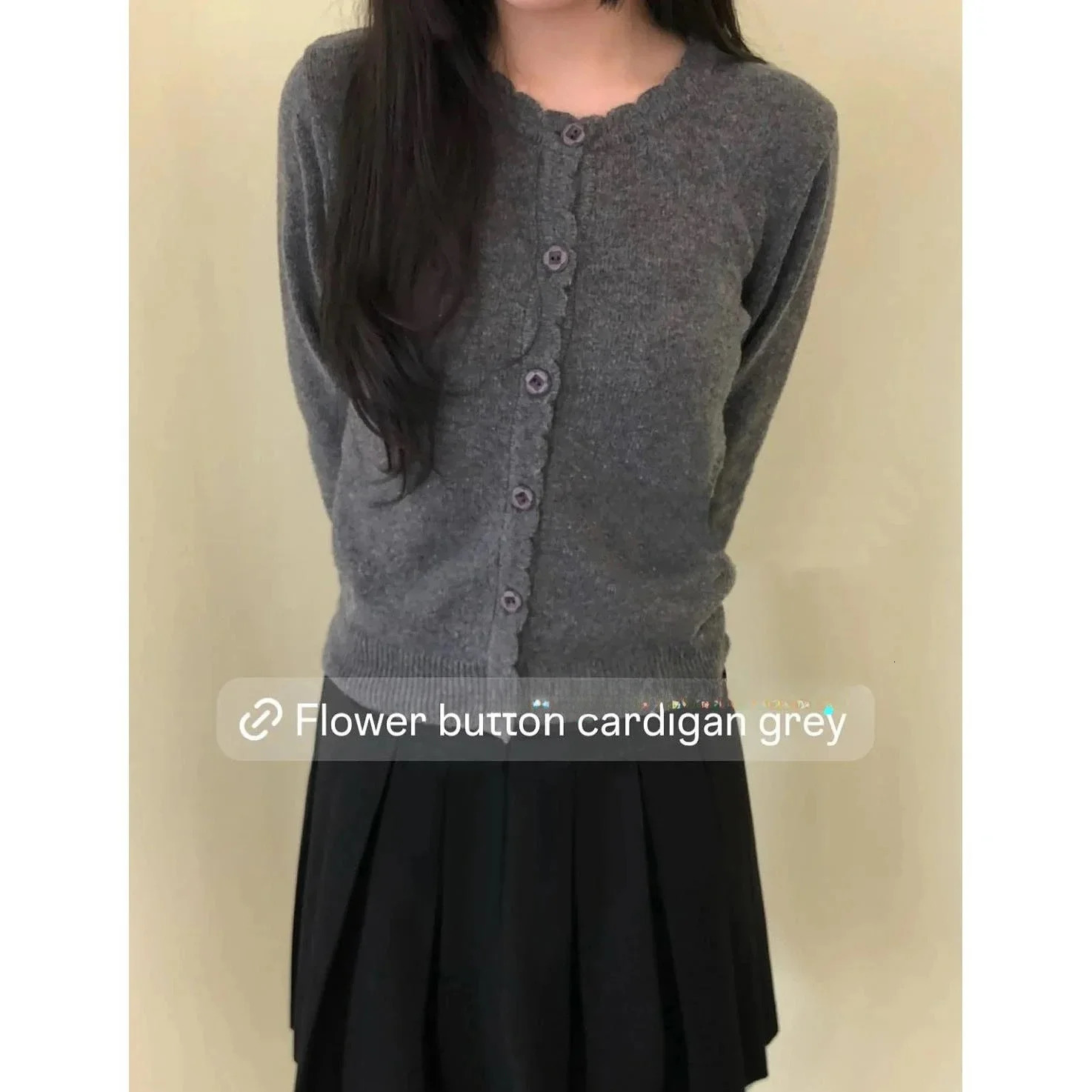 Womens Knitted Cardigan Sweater Japanese Single Breasted Long Sleeved Round Neck for Button Jacket 241214