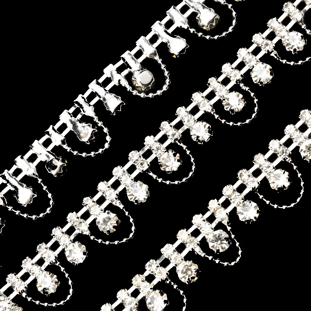 1 size sparkling tassel pendant with rhinestone decorative edge gold crystal metal chain used for dresses bags shoe accessories 241213