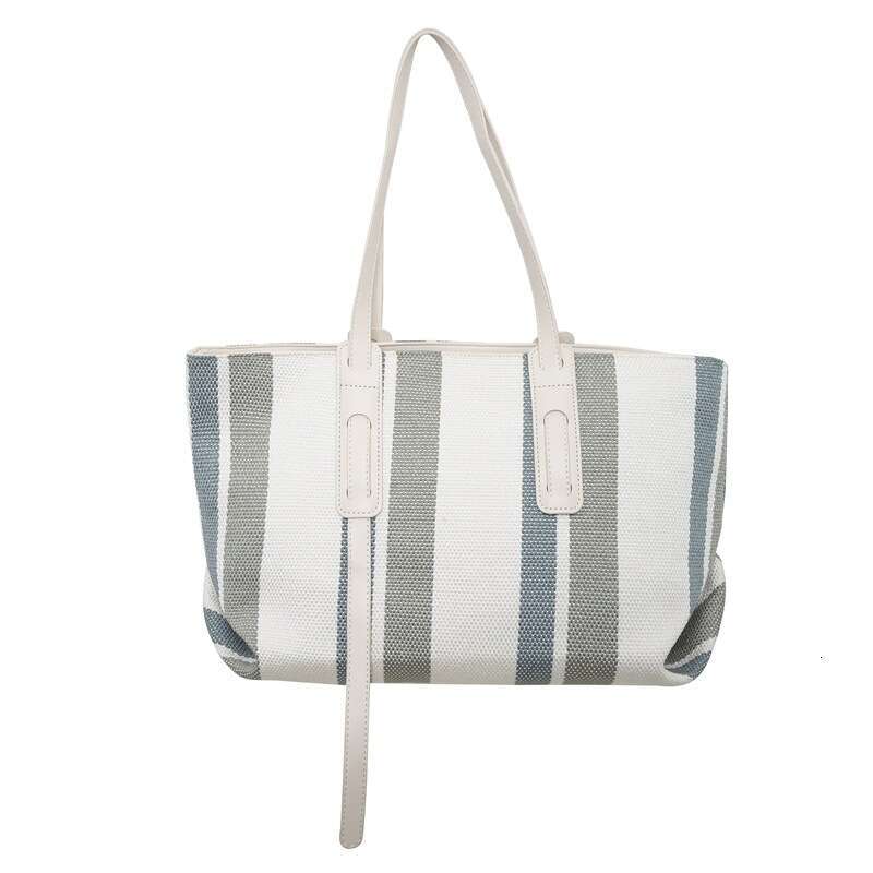 New Minimalist One Shoulder Underarm Bag, Trendy And Fashionable Canvas Striped Large Capacity Versatile Tote Bag