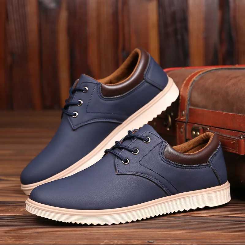 Men Leather Casual Shoes Platform Comfortable Flat Shoes for Men Trendy Men Sneaker 2023 Oxfords Shoes Zapatos De Hombre Z250403