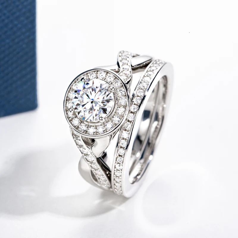 DEZO All S925 Silver Wedding Ring Sets for Women 10ct Main Stone Round Cut D Color GRA Certificate 241213
