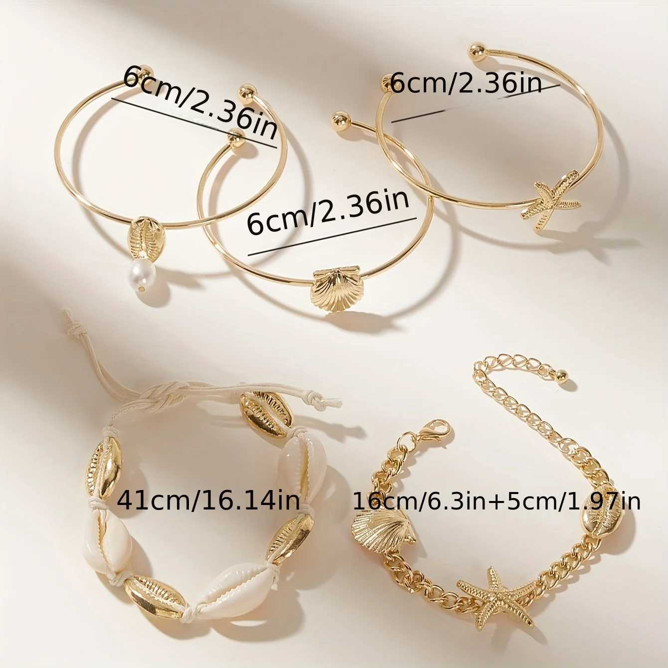 Fashion Luxury Womens Bracelet Starfish Shell Pendant Bracelet Set Beach Vacation AccoriesXJ241214