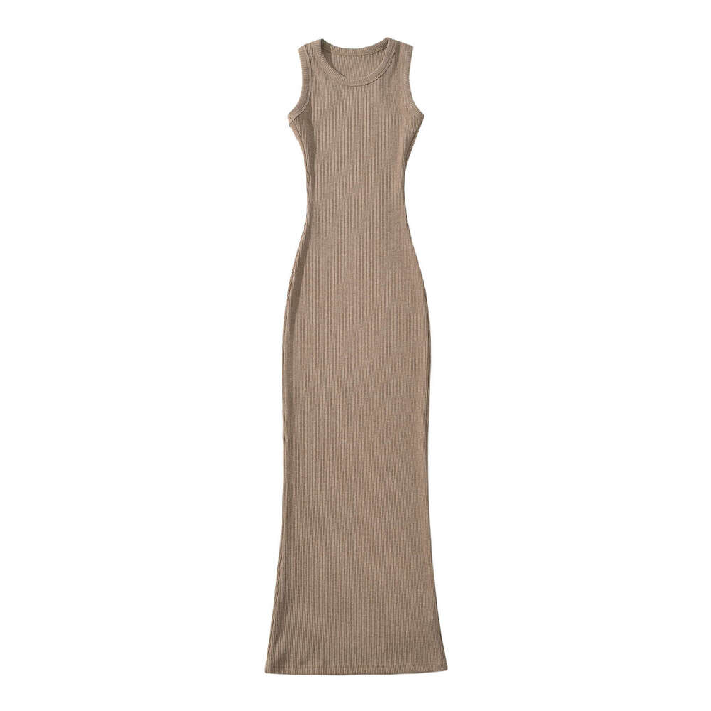 Spring American Retro Slim Knitted Fishtail Long Skirt Sexy Elastic Tight Sleeveless Dress 2024 Versatile New Trendy Clothing Ins