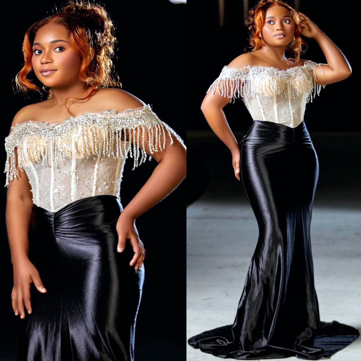 Black Mermaid Prom Dresses 2025 Off Shoulder Beadings Satin Evening Formal Party Second Birthday Engagement Gowns Plus Size Dress For Special Occasion