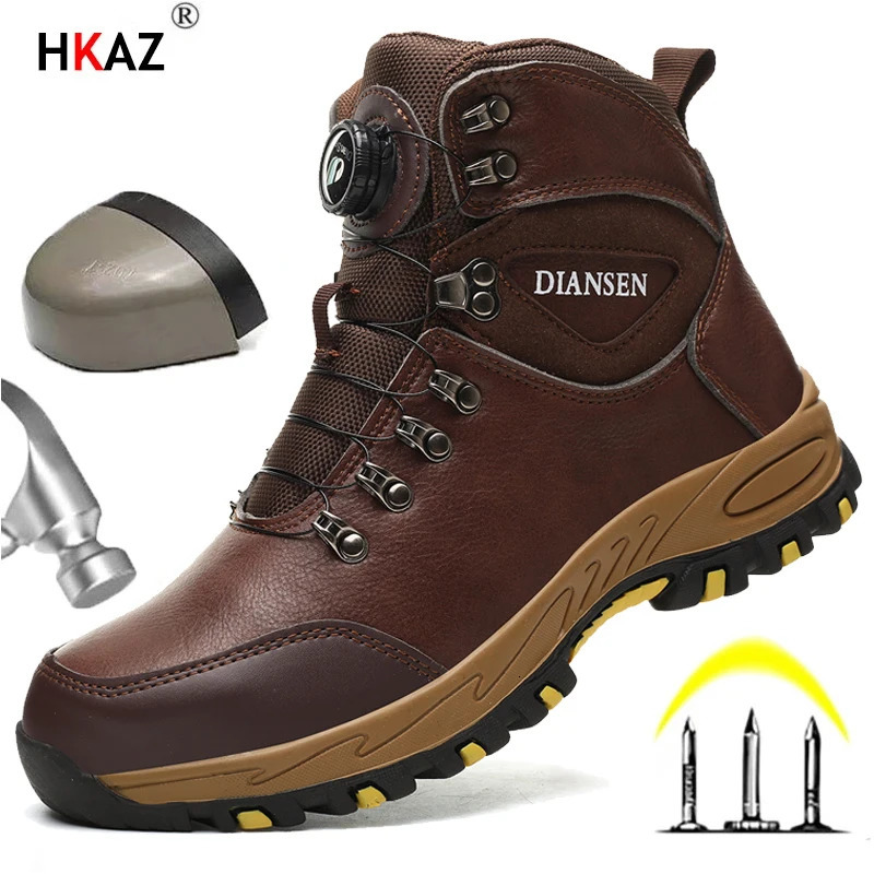Rotating Button Safety Shoes Men Work Sneakers Indestructible Shoes Puncture-Proof Protective Shoes Work Boots Steel Toe 241213