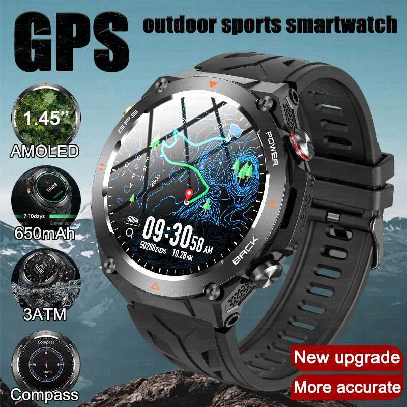 High Quality New Outdoor Military GPS Smart Watch for Men AMOLED Screen Heart Rate BT Call IP68 Waterproof Smart Watch 650mAh Battery O241213