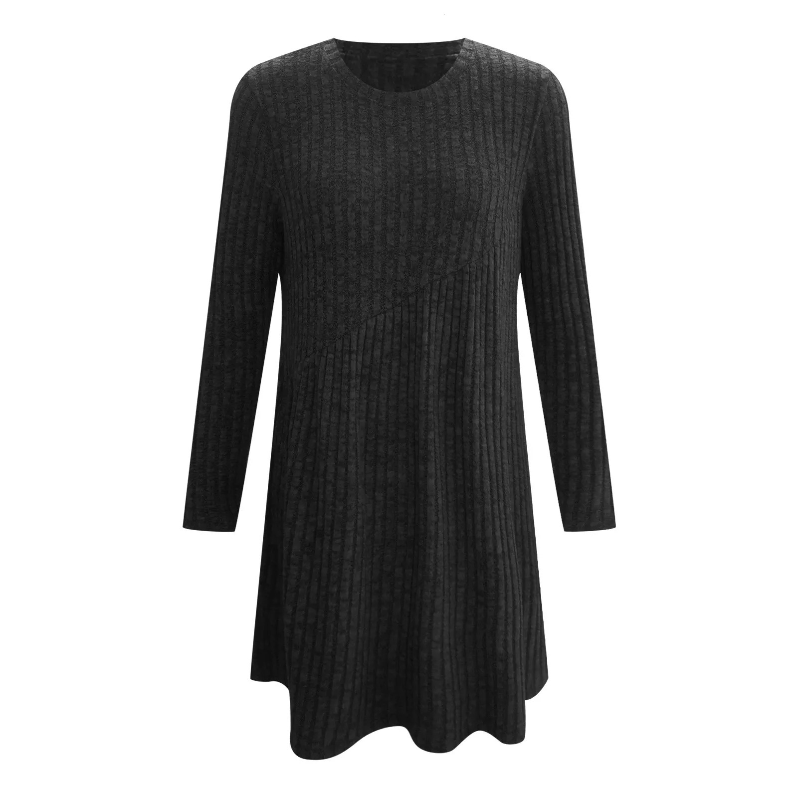 Womens autumn sweater dress streetwear staff neckline long sleeves winter knit Midi 2024 asymmetric tension short sleeved 241212