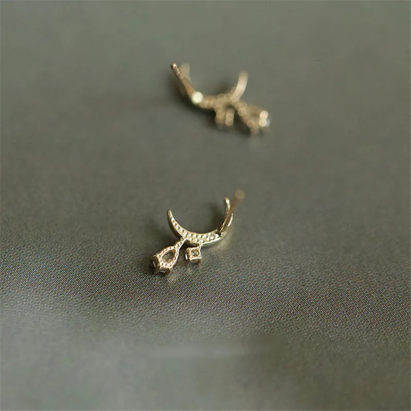 HI WOMAN 925 Sterling Silver Korean Moon Tassel Zircon Earrings for Woman Wedding Jewelry Gift 241214