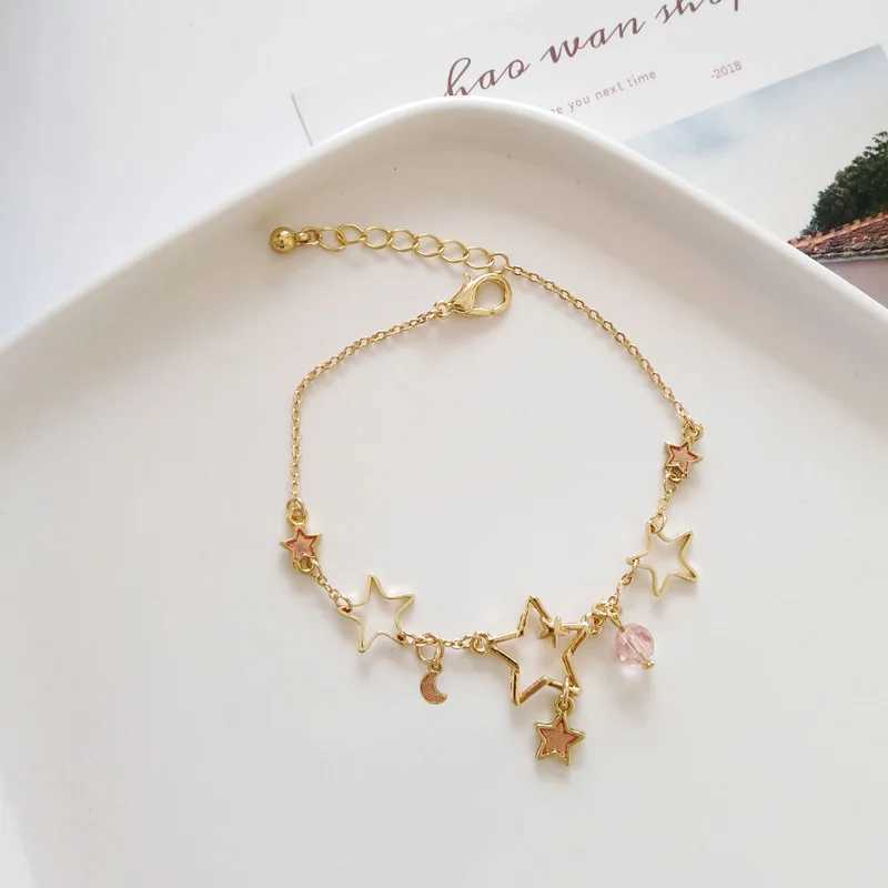 Fashion Simple Star And Moon Zircon Bracelet For Women Girls Adjustable Link Chain Bracelet Jewelry Party Gifts Wholesale 1PCXJ250109