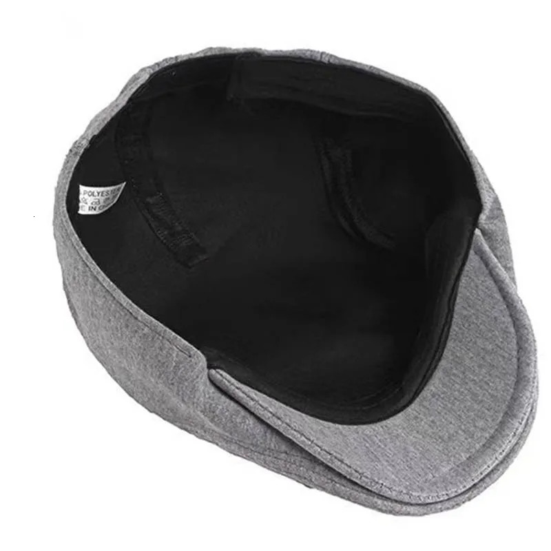 Mens Beret Fashion Solid Color Soft Top Casual Beanie Retro Literature Front Cover Drive Hat Gift 241210