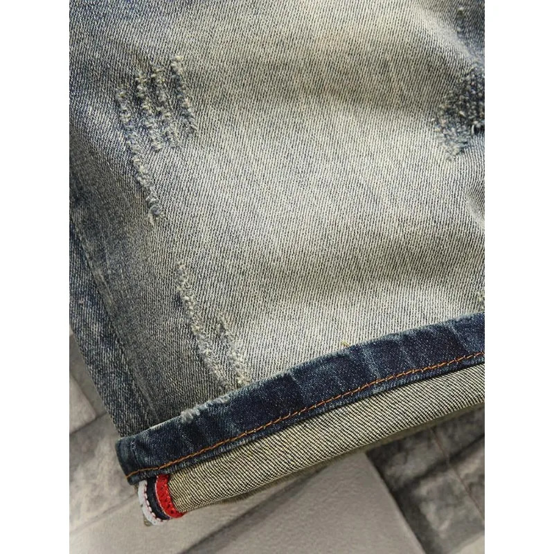 Korean clothing Harajuku mens casual denim knee length shorts 2024 summer retro American style jeans 241211