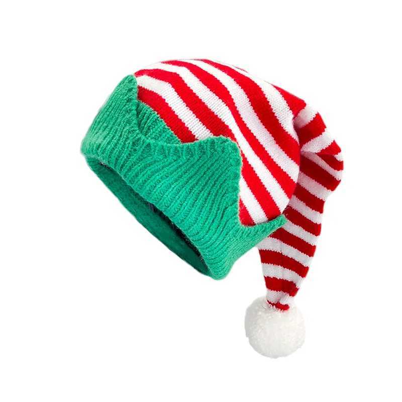 Christmas Knitted Hat Children Adults Striped Elf Hat Christmas Bean Hat Christmas Holiday Park Winter Hat W241213