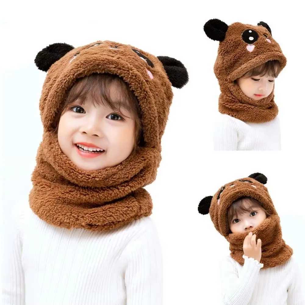 Winter Warm Wool Hat Childrens Scarf Set Cute Panda Hat Windproof Beanies Girls and Boys Christmas Gift W241213