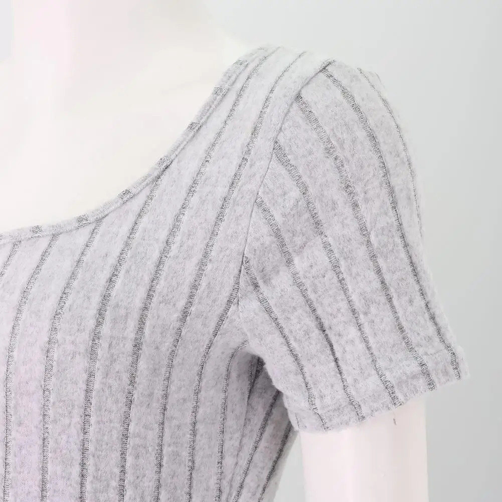 Summer womens dress tight square neckline split hem knitted elastic Midi solid color medium long sleeved 241212