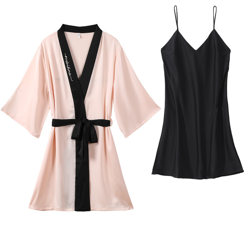 B524-Summer sexy silk suspender nightdress pajamas women thin ice silk beautiful back temptation slim home Korean style home clothes