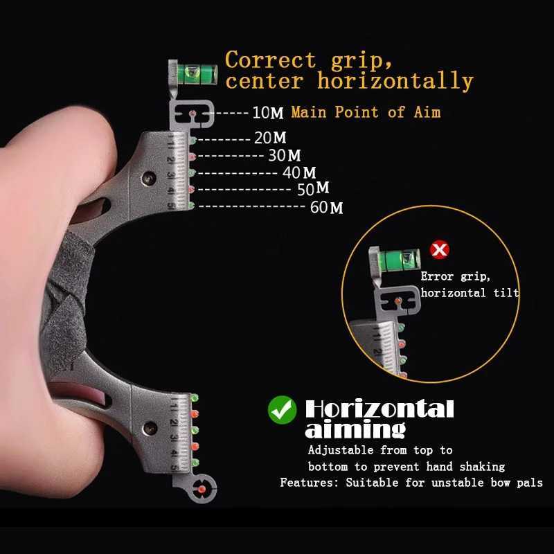 New Arrival Precision stainless steel hunter slingshot flat leather sling fast pressure shooting outdoor hunting slingshot horizontal aiming Z241214