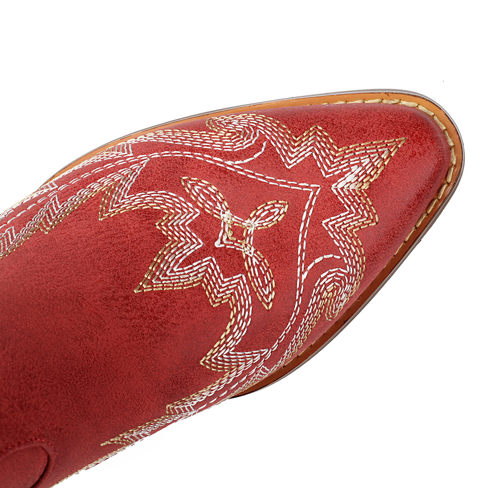 Big Size Quality Embroider Over The Knee Retro Women's Cowboy Long High Heels Western Boots Vintage Shoes