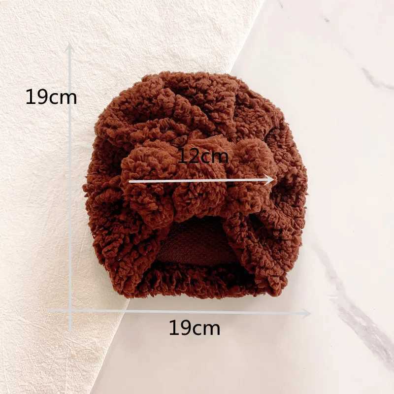 Cute newborn baby hat knot turbo bow fabric thick ear warm baby Indian hat boys and girls soft hat Beanies 2022 winter W241213