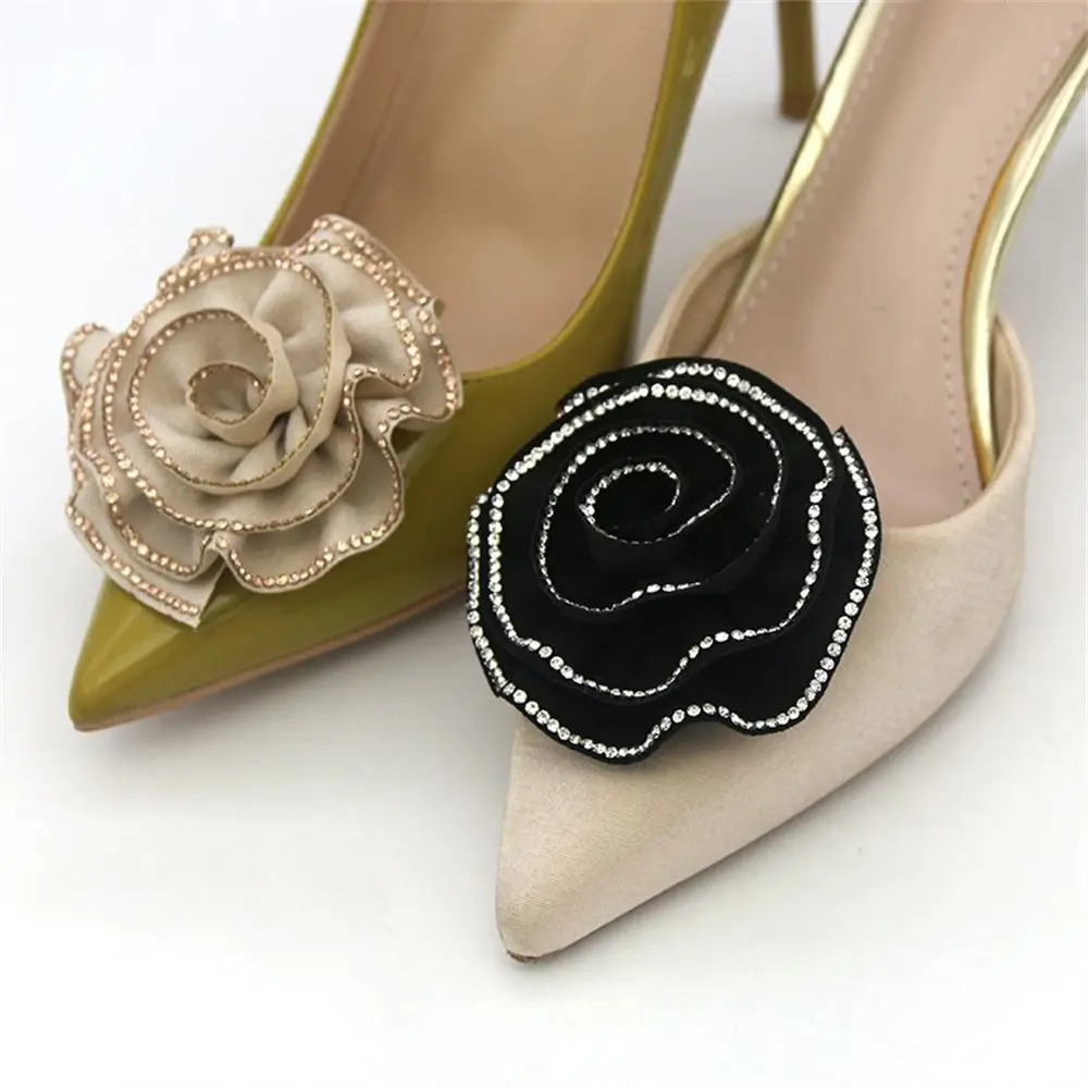 2PCS Fabric Art Flower Shoes Clip Wedding Bridal Shoes Decoration Womens High Heels Charm Jewelry Rhinestone Shoes Decoration 241213