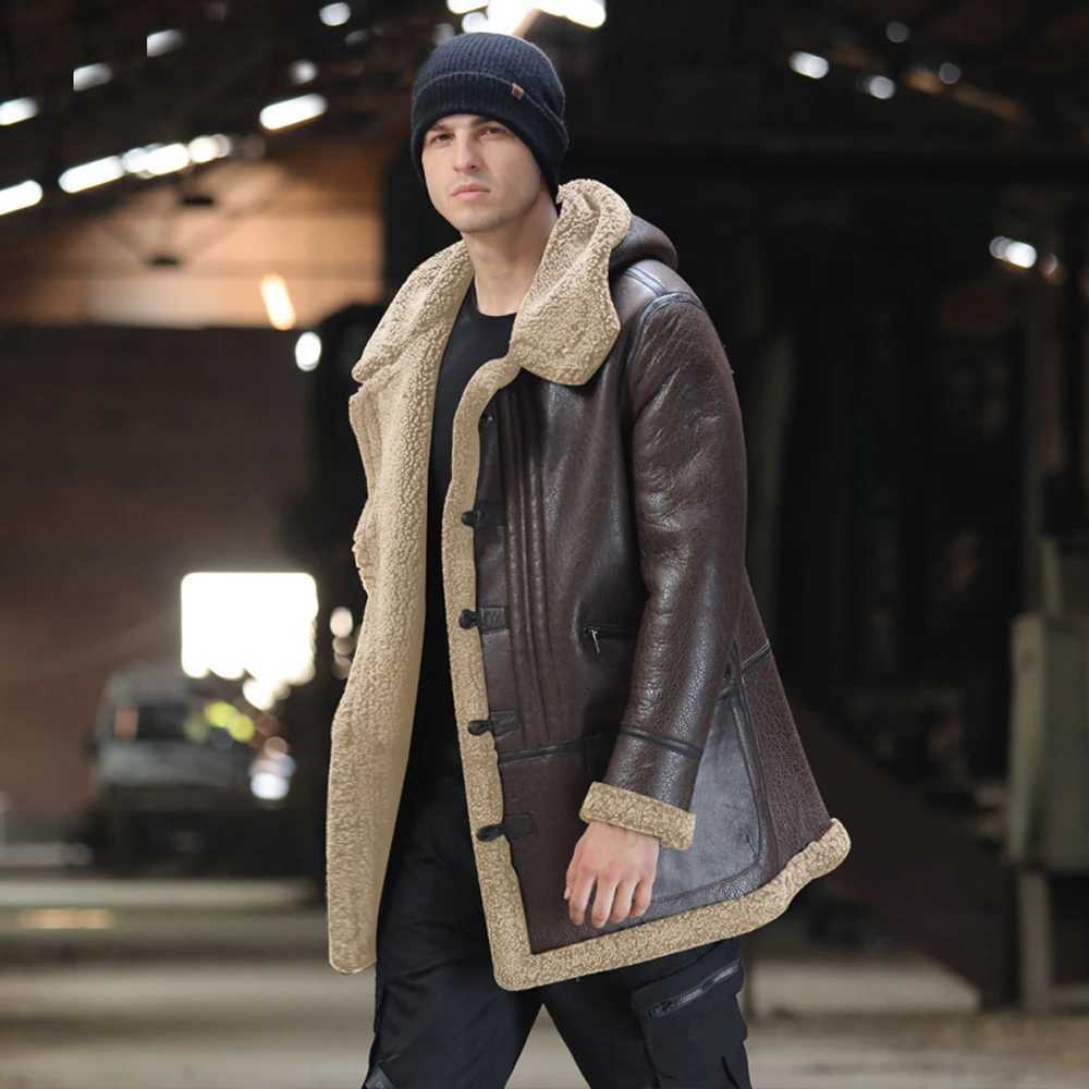LUHAYESA Fashion Mens Sheepskin Coat Winter Thick Cover True Fur Clothing Brown Warm Wool Sheepskin Genuine Leather Coat W241213