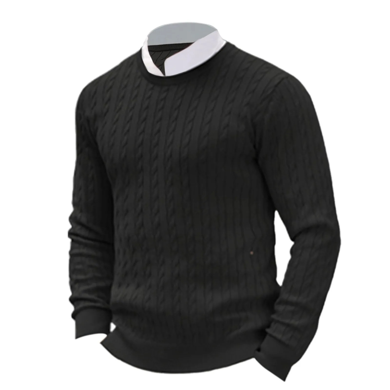 Autumn Winter Oversized Business Cable Knit Sweaters Men Office Long Sleeve Knitted Casual Warm Vintage Pullover Tops 241213
