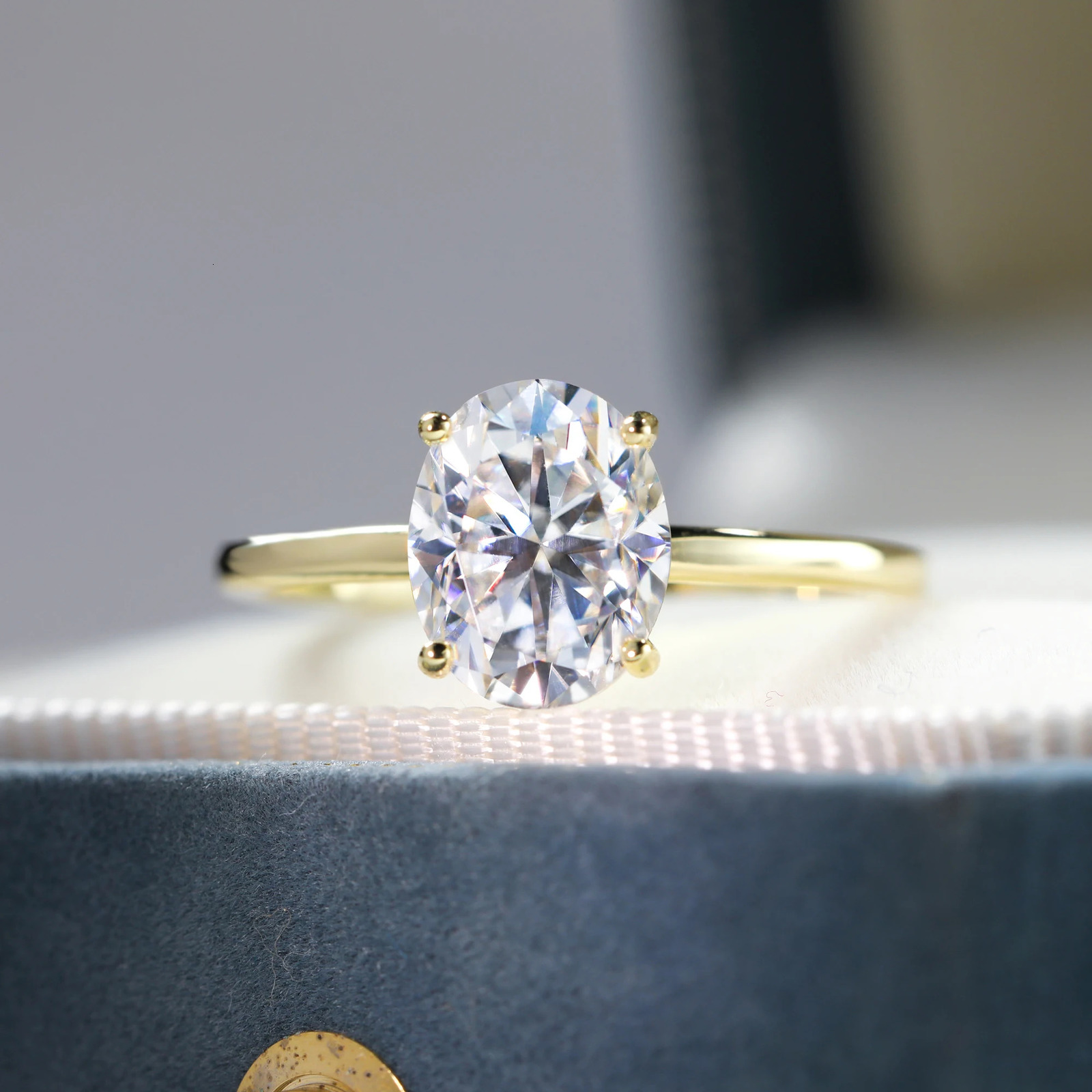 Simple 1ct 2ct 3ct Ring 925 Sterling Silver Ring For Women Oval Cut Solitaire Gold Plated Jewelry with Certificates 241214