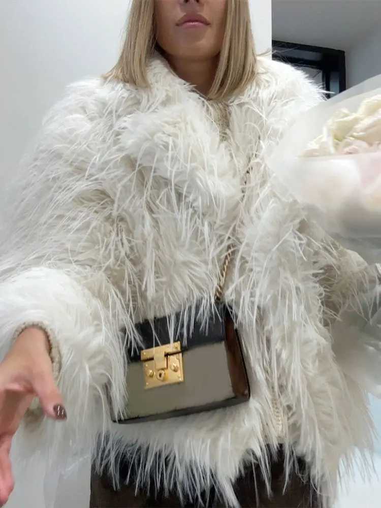 Fashionable solid fur faux fur womens coat elegant V-neck long Slve warm jacket 2024 new winter womens premium coat X241214