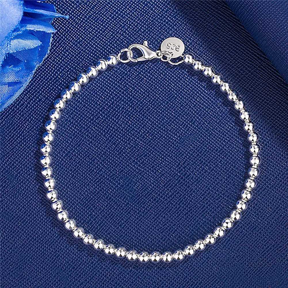 Christmas gifts charm 925 Sterling Bracelet 4MM beads chain for woman Popular brands jewelry fashion Wedding partyXJ241214