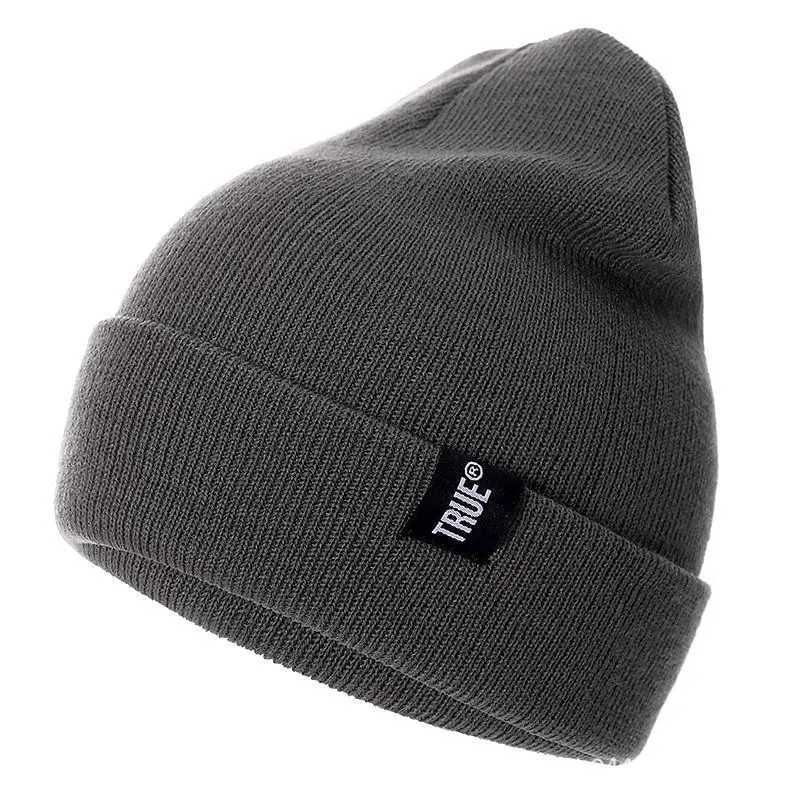 Letter True 10 Colors Casual Beanies for Men Fashion Knitted Winter Hat Solid Hip Hop Skulls Hat unisex Hat W241213
