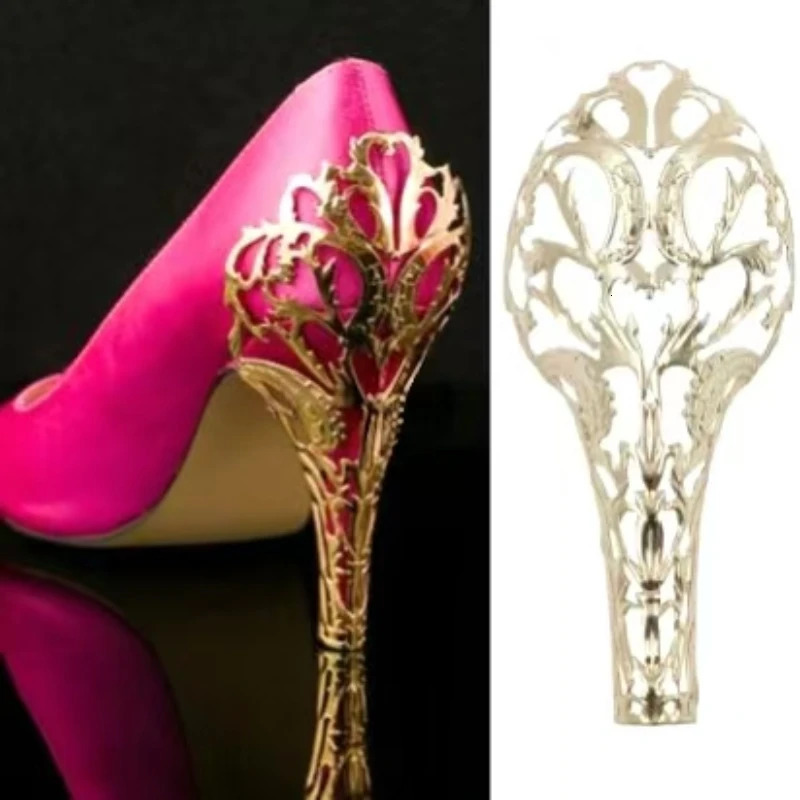 1Pair Chinese Style High Heel Cover Elegant Wedding Women Pumps Cover Carved Metal Pointed Toe Ladies Shoes Decoration 241213