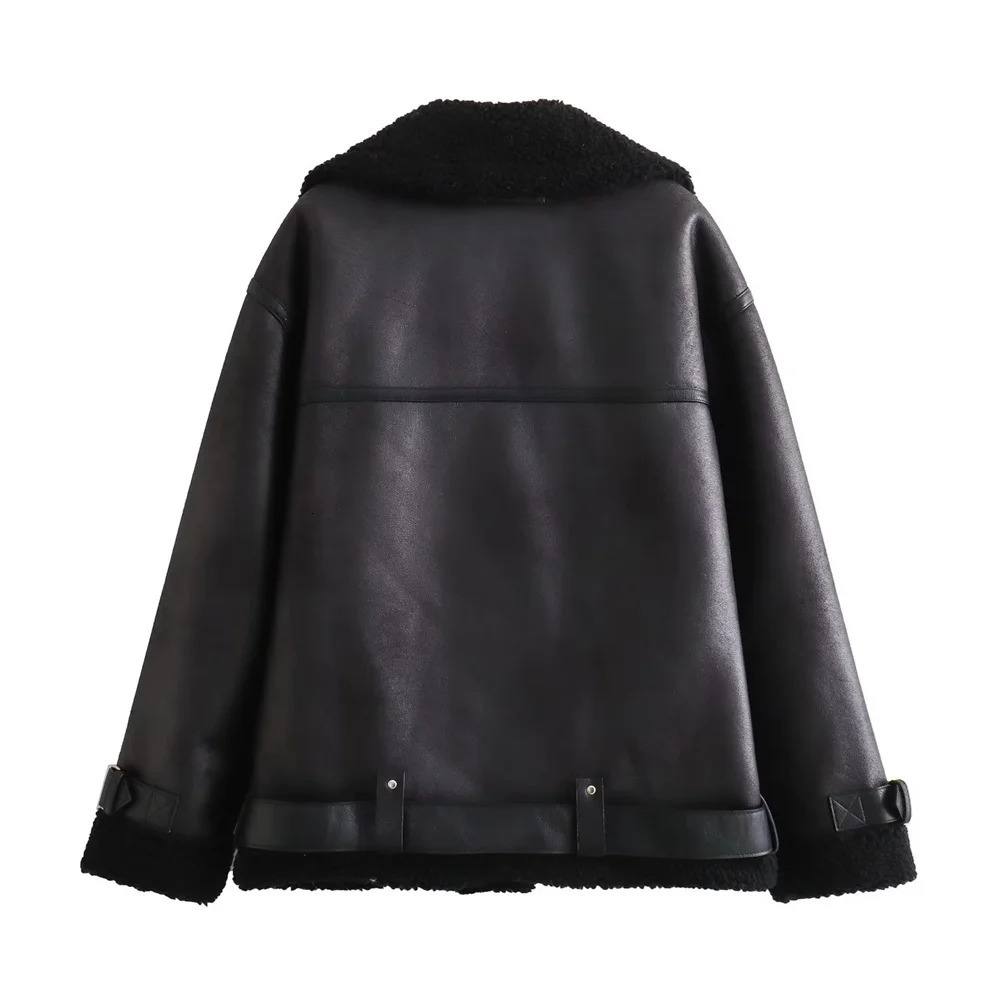 UNIZERA Autumn/Winter Womens Clothing Fashion Casual Loose Edition Leather and Fur Integrated Jacket Coat 241210