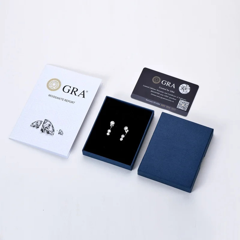 All Round Diamond Ear Jacket Earrings 5mm 4mm 3.5mm 925 Real Silver Stud Earring for Women Unique Fine Jewelry 241214
