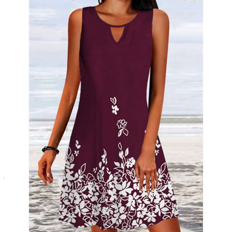 spring/summer hot items European and American loose printed long sleeved design sense ral sleeveless dress for women 2024 new casual versatile fashion