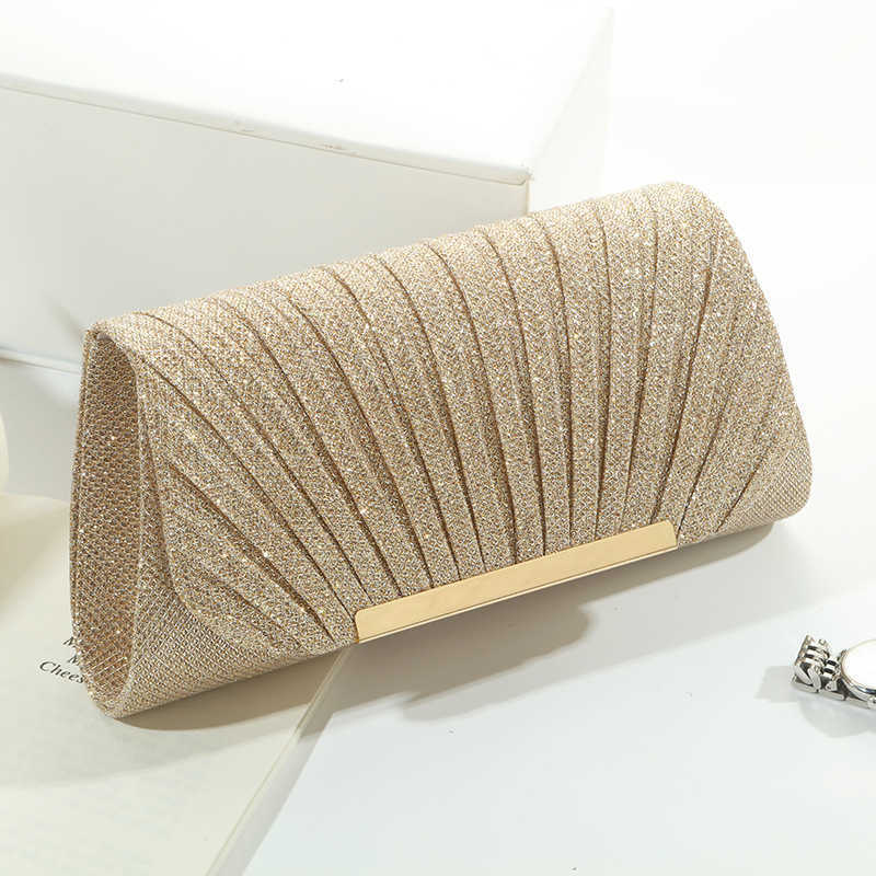 Clutch Bag Sequin Pleated Bag for Womens Evening Party Chain Strap for Womens Evening Party Banquet Bag Shoulder Bag 240920