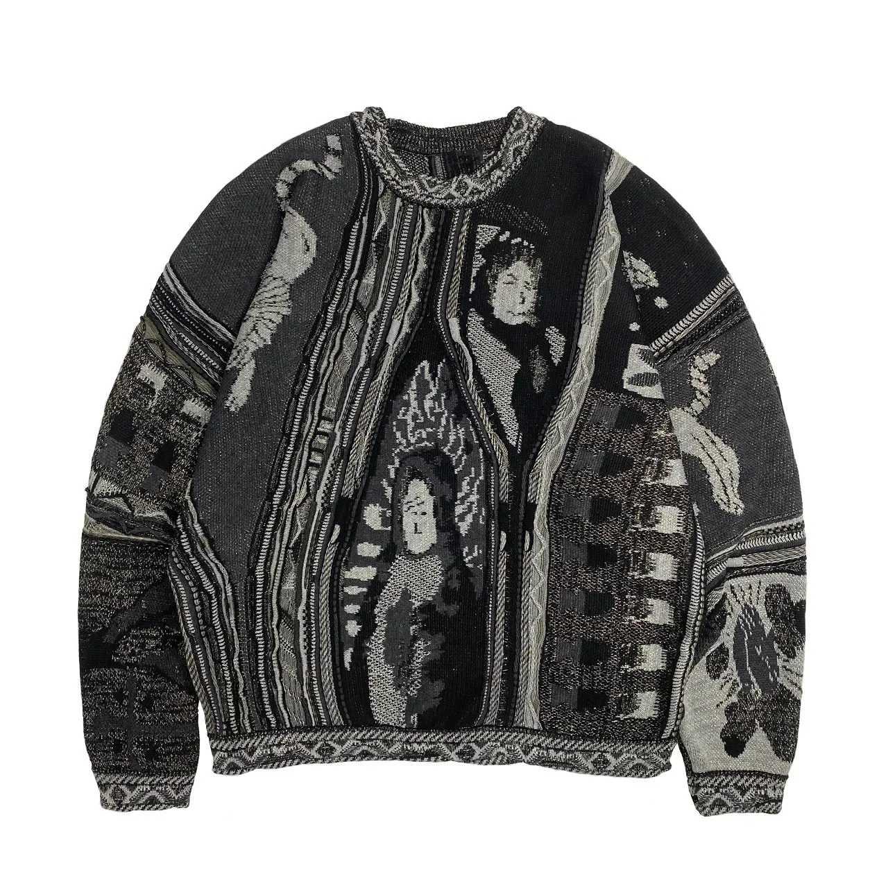 New Arrival New ABOORUN Mens Figure Jacquard Sweater Japanese O-neck Lacquer Mens Knitting Z250517